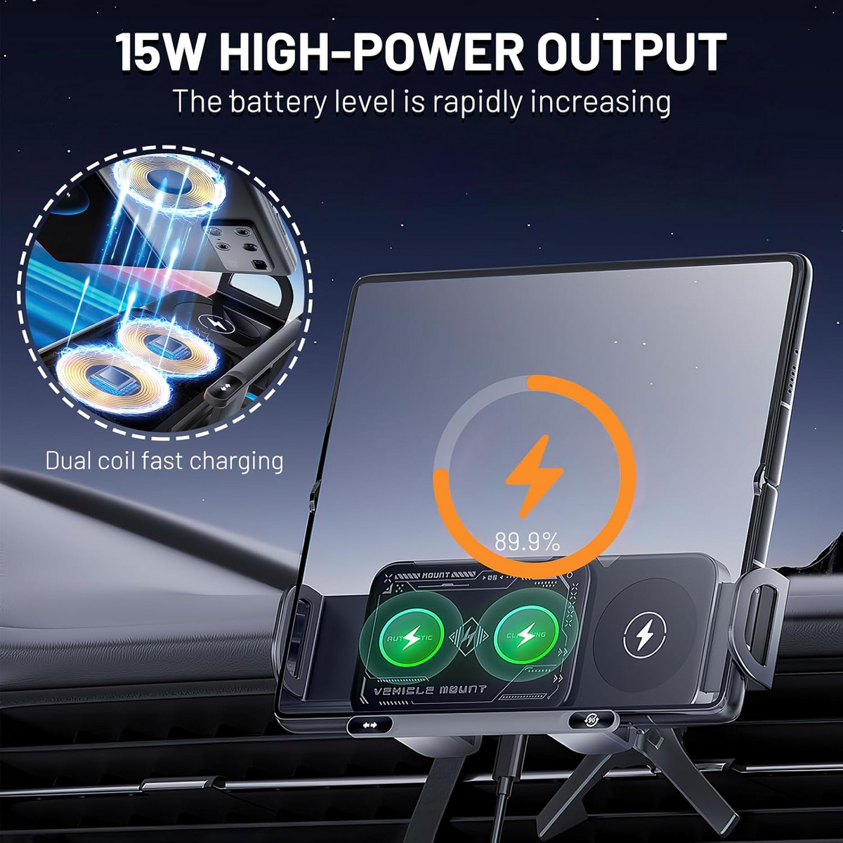 Smart Automatic Car Phone Holder with Wireless Fast Charger